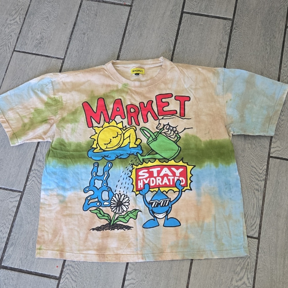Authentic MARKET "Stay Hydrated" Tie‑Dye‎ Graphic Tee – XL